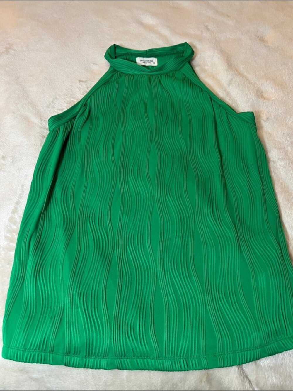 Green Textured Halter Top